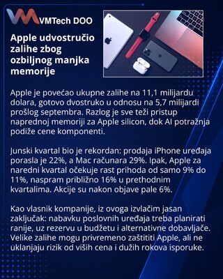 Apple builds $11.1 billion inventory buffer as advanced-memory supply tightens