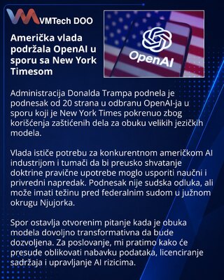 US government supports OpenAI in NYT copyright training lawsuit