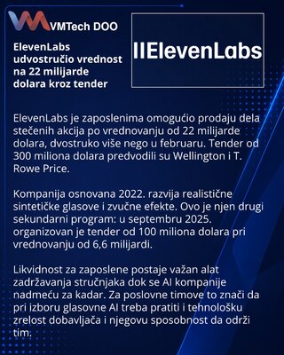 ElevenLabs employee tender values voice AI company at $22 billion