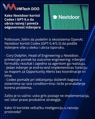 Kako Nextdoor koristi Codex i GPT‑5.x da ubrza razvoj i poveća odgovornost inženjera