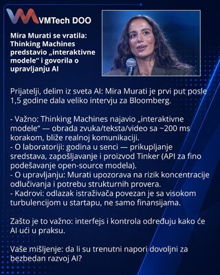 Mira Murati se vratila: Thinking Machines predstavio „interaktivne modele“ i govorila o upravljanju AI