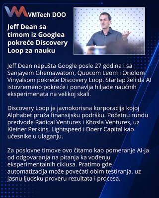 Jeff Dean i istraživači Googlea osnivaju Discovery Loop