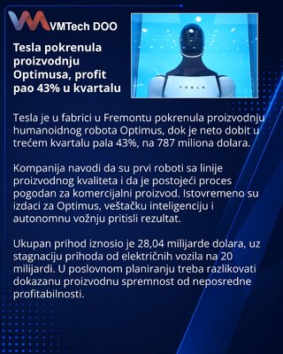 Tesla pokrenula proizvodnju robota Optimus u Fremontu