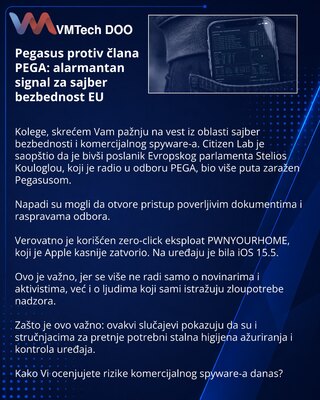 Pegasus protiv člana PEGA: alarmantan signal za sajber bezbednost EU