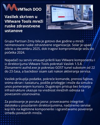 Бэкдор Vasilek почти два года скрывался в VMware Tools медорганизации