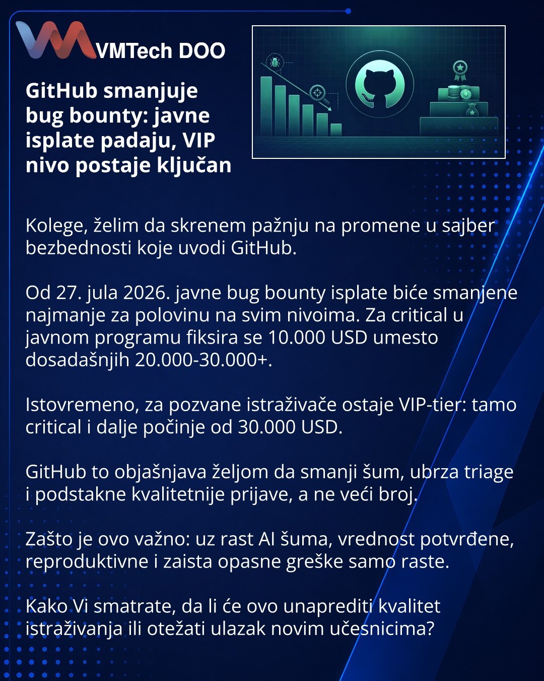 GitHub smanjuje bug bounty: javne isplate padaju, VIP nivo postaje ključan