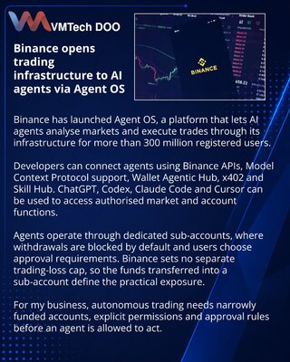 Binance launches Agent OS for AI-directed crypto trading