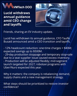 Lucid withdraws annual guidance amid CEO change and layoffs