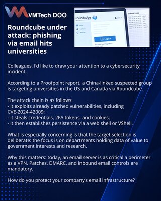 Roundcube под атакой: фишинг через почту бьёт по университетам
