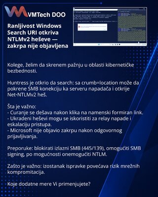 Уязвимость Windows Search URI раскрывает NTLMv2‑хеши — патча нет