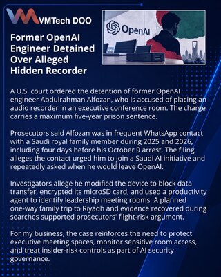 Former OpenAI Engineer Detained in Alleged Conference Room Recording Case