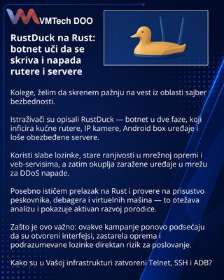 RustDuck на Rust: ботнет учится прятаться и атаковать роутеры и серверы