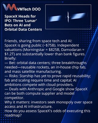 SpaceX выходит на IPO: три «лунных» проекта для ИИ и орбитальных дата‑центров