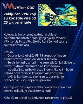 Zaključen VPN koji su koristile više od 25 grupa iznude