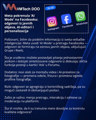 Meta запустила «AI Mode» на Facebook: ответы из публичных постов, AI-редакторы и персонализация фото