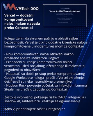 Vercel — dodatni kompromitovani nalozi nakon napada preko Context.ai