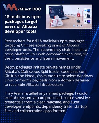 Вредоносные npm-пакеты атакуют пользователей инструментов Alibaba