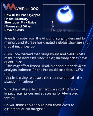 Kako veštačka inteligencija utiče na cene Apple: deficit memorije može podići cenu iPhone i drugih uređaja