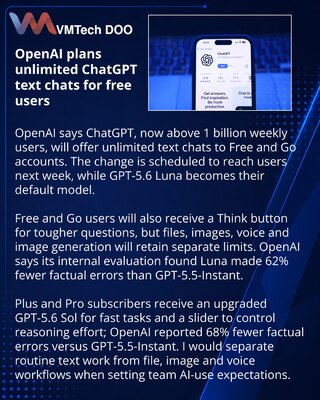 OpenAI to remove ChatGPT text chat caps for Free and Go users