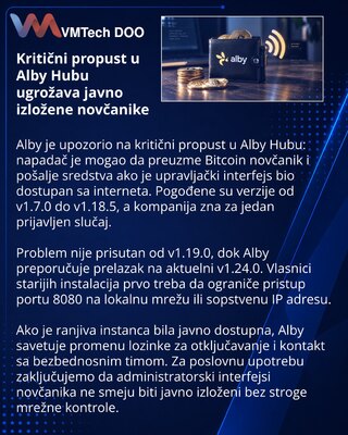 Alby Hub propust ugrožava javno dostupne Bitcoin novčanike