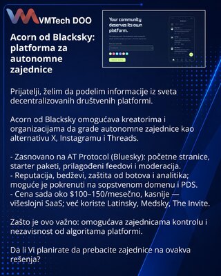 Acorn od Blacksky: platforma za autonomne zajednice