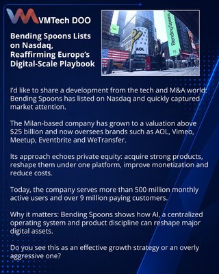 Друзья, хочу поделиться: Bending Spoons вышла на Nasdaq и снова напомнила, как в Европе строят digital-империю