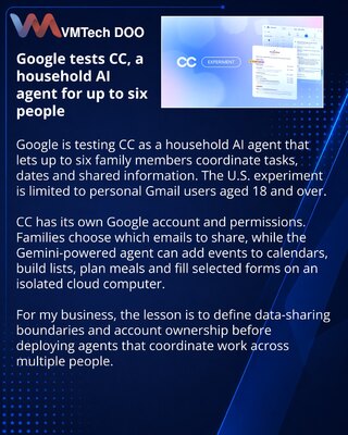 Google testira CC kao AI agenta za porodičnu organizaciju