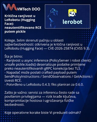Критическая уязвимость в LeRobot (Hugging Face): неаутентифицированное RCE через pickle