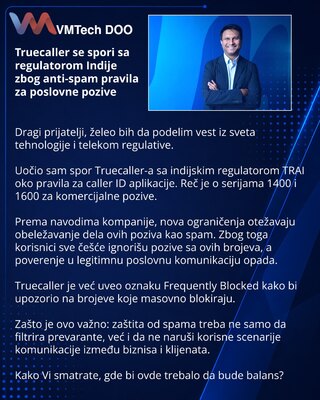 Truecaller se spori sa regulatorom Indije zbog anti-spam pravila za poslovne pozive