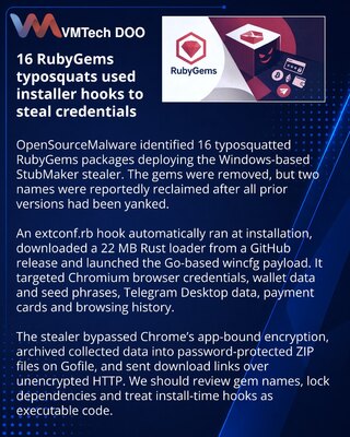 StubMaker preko lažnih RubyGems paketa krade podatke sa Windowsa