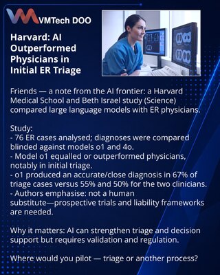 Harvard: veštačka inteligencija preciznija od lekara pri primarnom trijažu u hitnoj službi