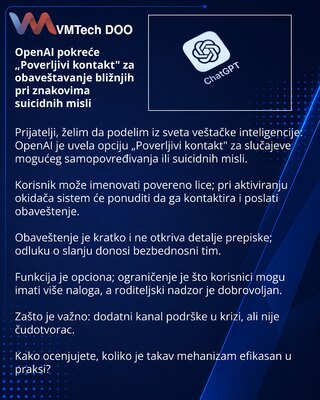 OpenAI запускает «Доверенный контакт» для оповещения близких при признаках суицидальных мыслей