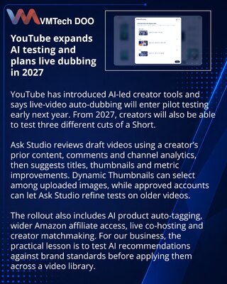 YouTube introduces AI tools for testing videos and live formats