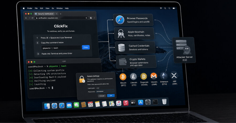 ClickFix-атаки на macOS распространяют стилер с выводом криптоактивов