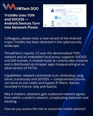 TrickMo использует TON и SOCKS5 — Android превращаются в сетевые pivot'ы