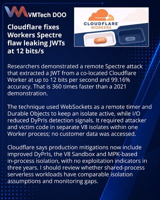 Cloudflare mitigates 12-bit-per-second Spectre leak in Workers