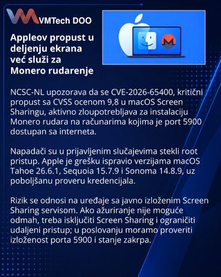 Уязвимость macOS Screen Sharing применяют для установки майнера Monero