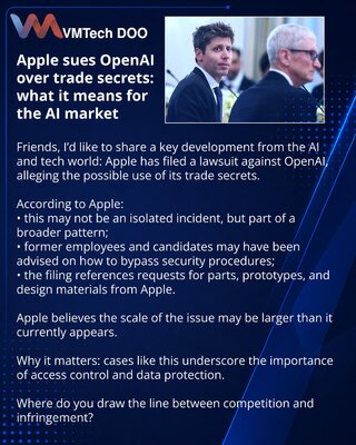 Apple sues OpenAI over trade secrets: what it means for the AI market