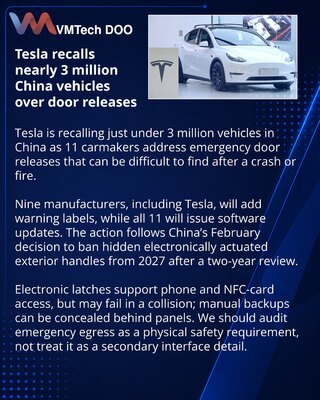 Tesla отзывает почти 3 млн машин в Китае из-за аварийного открытия дверей