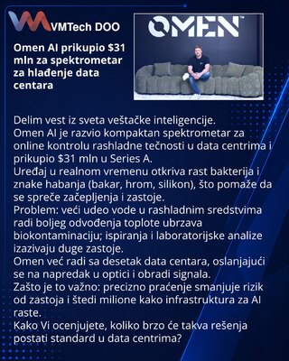 Omen AI prikupio $31 mln za spektrometar za hlađenje data centara