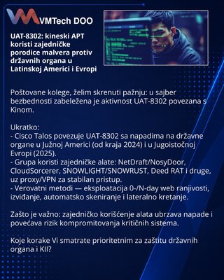 UAT-8302: kineski APT koristi zajedničke porodice malvera protiv državnih organa u Latinskoj Americi i Evropi