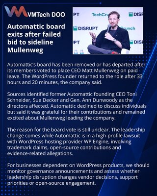 Automattic board members leave after Mullenweg returns as CEO