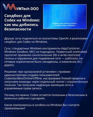 Sandbox za Codex na Windows: kako smo osigurali bezbednost