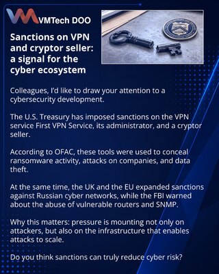 Sankcije protiv VPN-a i prodavca cryptor-a: signal za sajber ekosistem