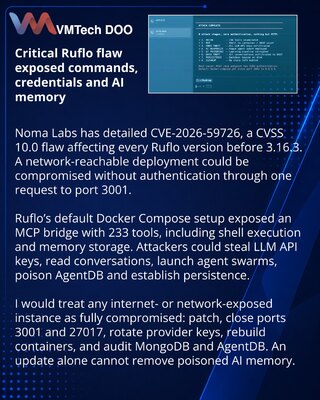 RufRoot flaw exposed Ruflo deployments to command execution and AI memory poisoning