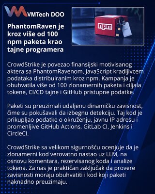 PhantomRaven zloupotrebljava npm pakete za krađu razvojnih tajni