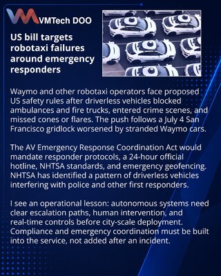 В США предложили правила экстренного реагирования для Waymo и других операторов роботакси