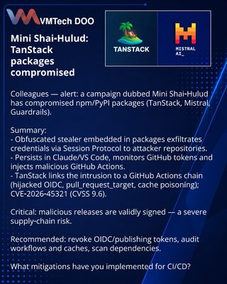 Mini Shai‑Hulud: TanStack packages compromised