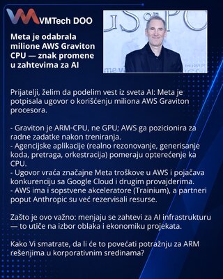 Meta je odabrala milione AWS Graviton CPU — znak promene u zahtevima za AI