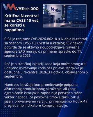 CISA внесла активно эксплуатируемую RCE в N-able N-central в KEV